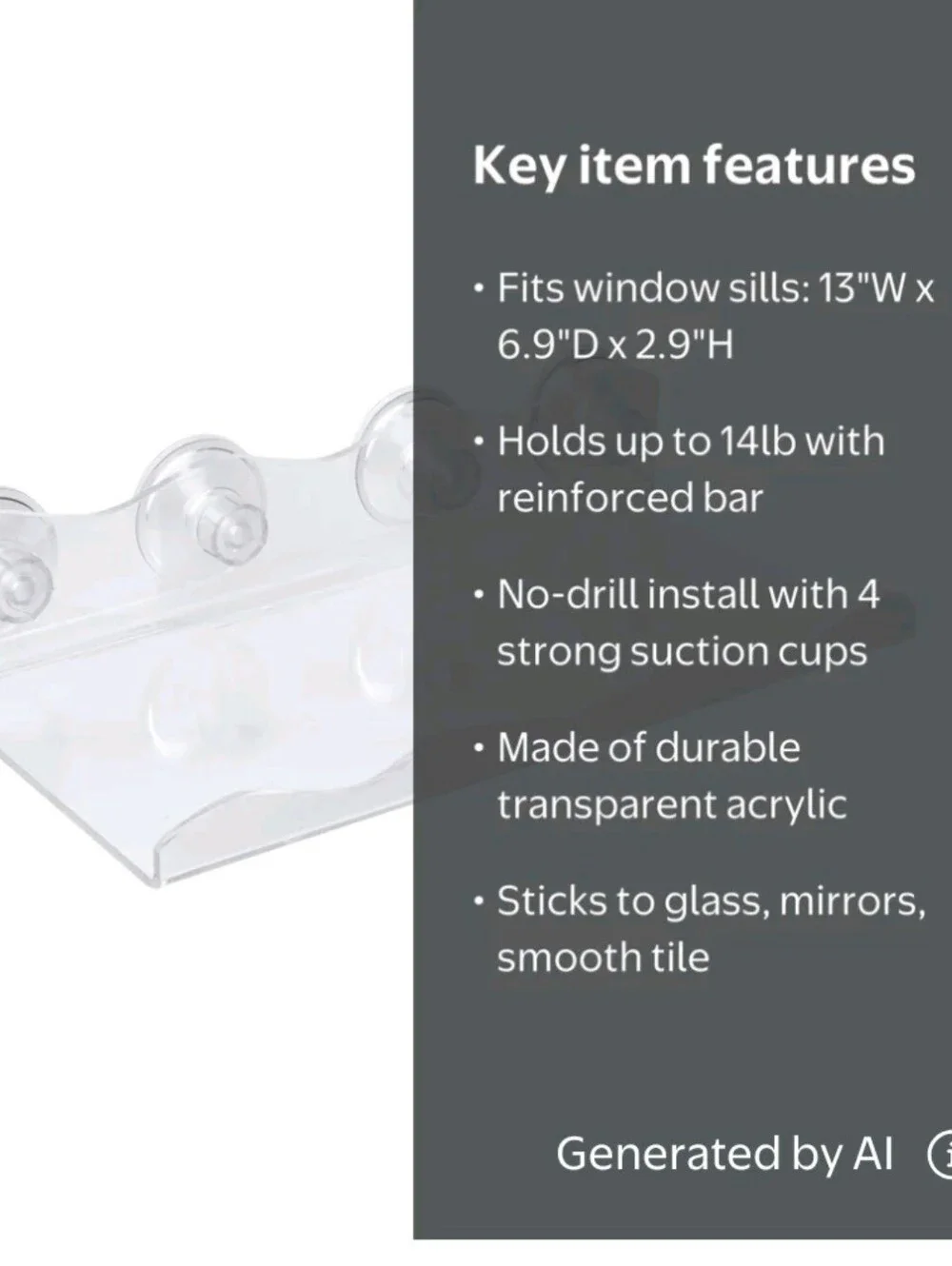Acrylic Window Plant Shelf with Suction Cups